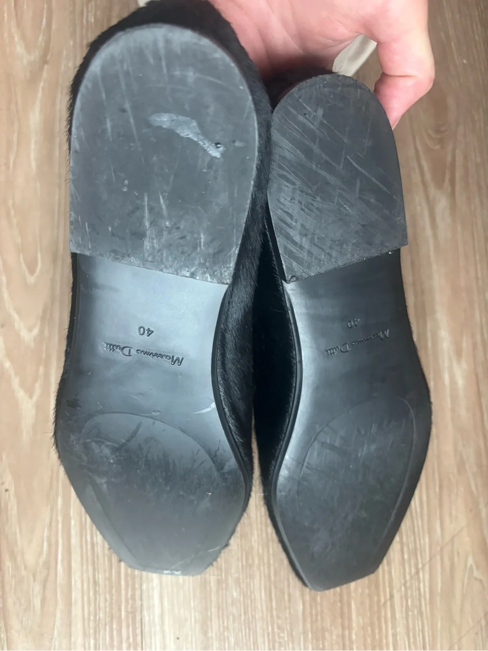 Massimo Dutti Calfskin Black Women's Square-Toe Ballet Flats size Ten